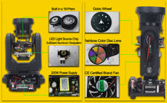 200W LED Beam Moving Head Stage Light | DMX, Prism, DJ &amp; Club Lighting